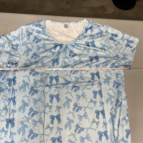 NWOT blue pajama set with ribbons, about knee length shorts size XL - Picture 2 of 7